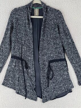 Dolan Anthropologie Charcoal Marled Open-Front Cardigan with Drawstring Small